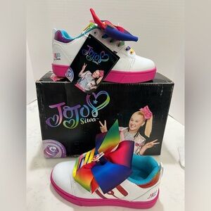 JoJo Siwa White and Pink Kids Shoes with Rainbow Bow